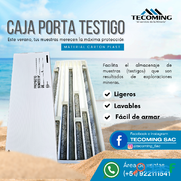 Cajas porta testigo en material cartonplast   registro de muestras   tecoming